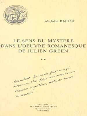 cover image of Le Sens du mystère dans l'œuvre romanesque de Julien Green